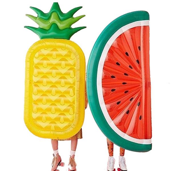 

inflatable floats & tubes 180*90cm giant watermelon pineapple pool float swimming ring tube summer water fun toys lounger air mattress