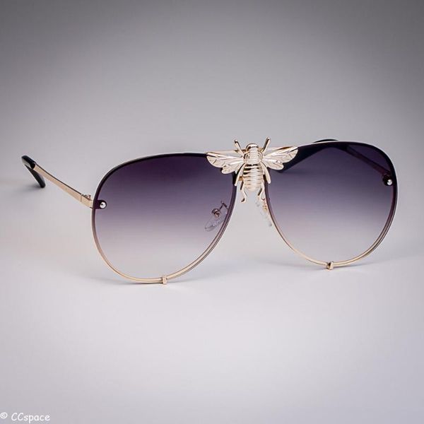 

plated bee pilot sunglasses men women perfect oversized holiday gradient colorway uv400 metal frame shades glasses, White;black