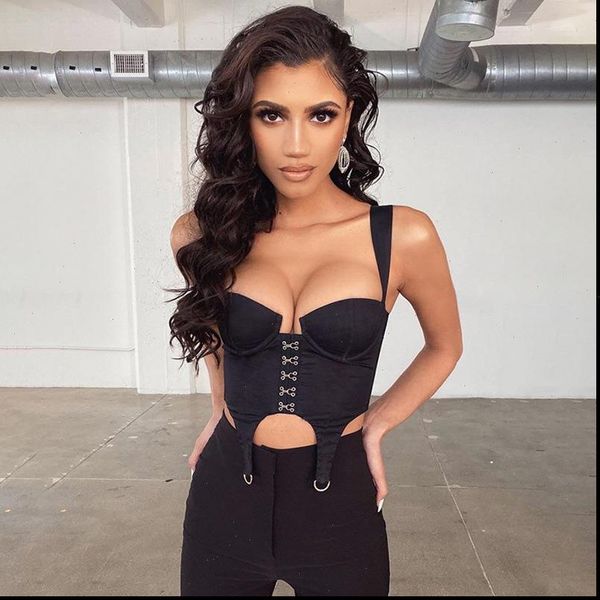 

women cami low cut black crop camisole spring wild home wear high street leisure tank tees femme, White