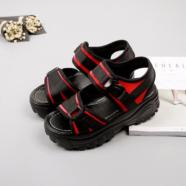 

sandals open-toed women sport wedge hollow out outdoor cool platform shoes beach summer a075 rome, Black