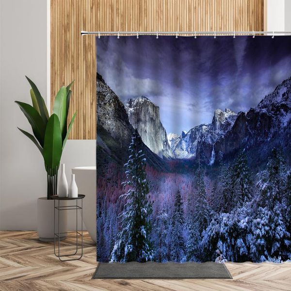 

shower curtains snow landscape curtain set mountain winter natural scenery bath 3d waterproof backdrop cloth home bathroom decor