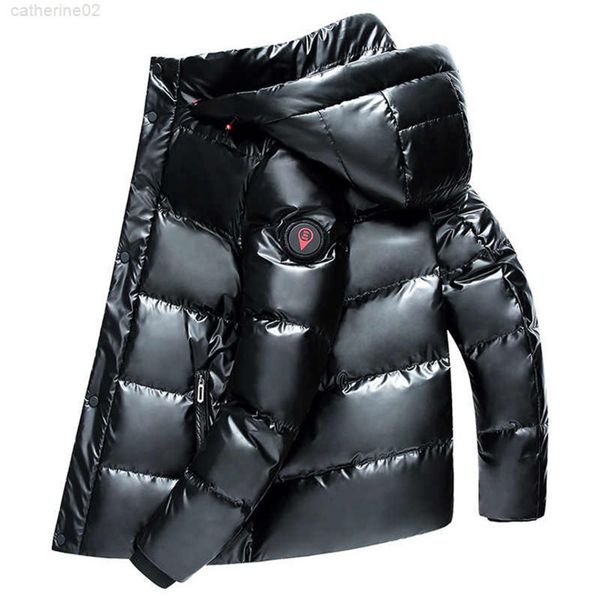 

custom men's white duck coats thick warm hooded shiny black winter down et