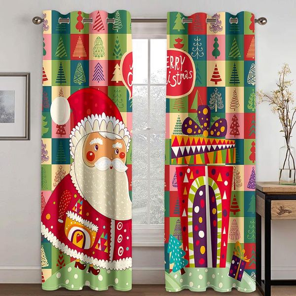 

curtain & drapes 3d santa claus cartoon simple pattern set hook, suitable for home curtains in living room and children's bedroom