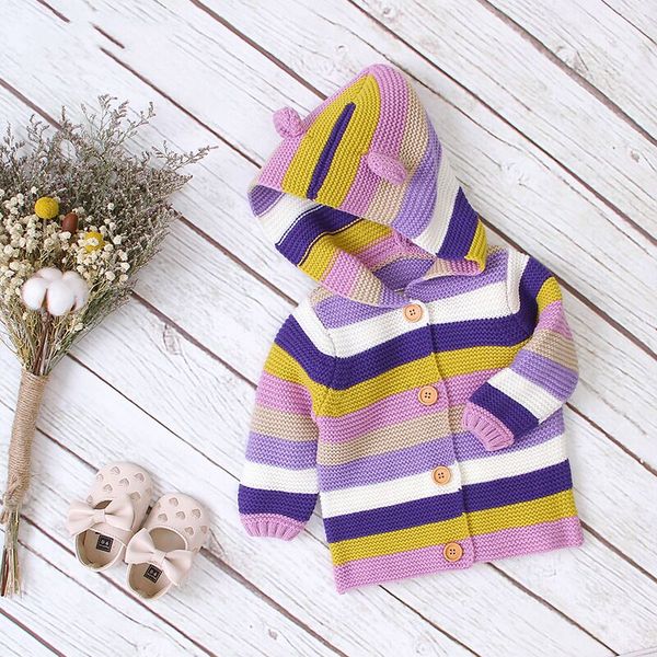 

new fashion infant sweaters baby coat hoodies coat for girl striped knitted cardigan jacket for girls baby clothes for newborn, Blue;gray