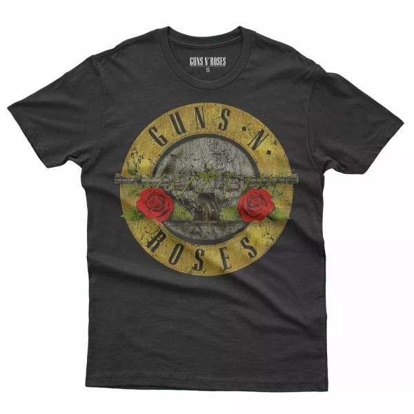 

guns n 'roses vintage bullet logo t-shirt official licensed, White;black