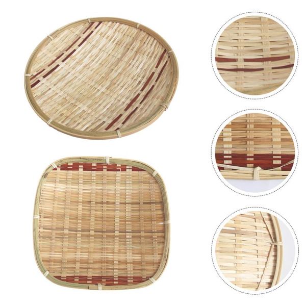 

storage baskets 2pcs bamboo woven trays household egg bread decorative weaving food