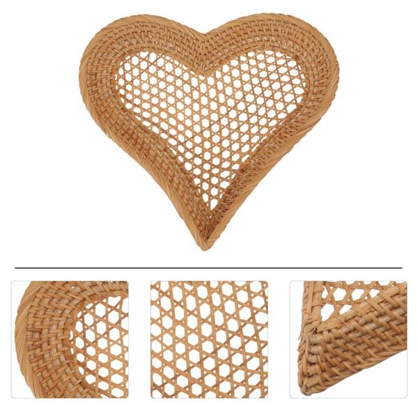 

storage baskets 1pc rattan woven basket heart shaped fruit dessert