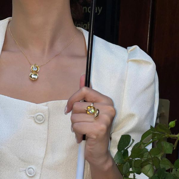 

pendant necklaces unique openable po box love zircon necklace open ring female, Silver