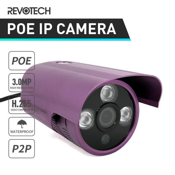

cameras h.265 poe waterproof 3mp ip camera 1296p / 1080p outdoor 3 array led security night cctv video surveillance system hd cam