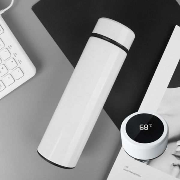 

water bottles 500ml smart insulated mug stainless steel vacuum cup led temperature display keep warm portable office travel