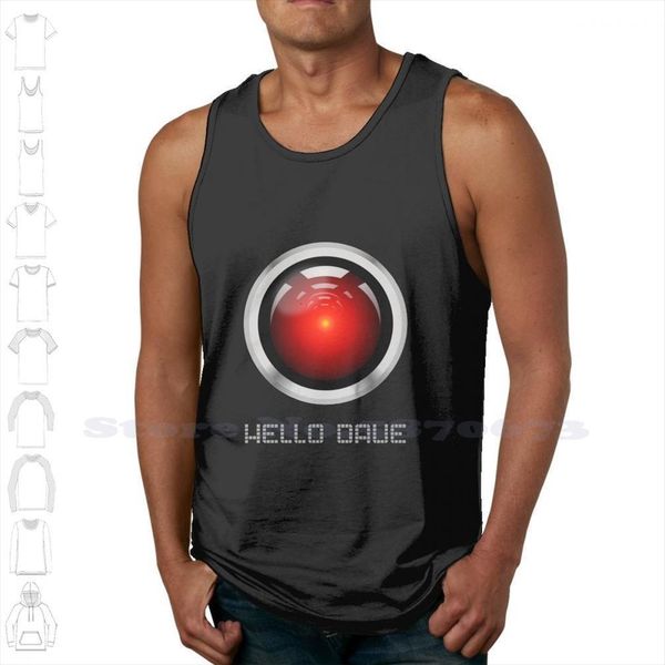 

hello dave black white sleeveless tank men women hal 9000 2001 a space science fiction sci fi nerd geek, White;black