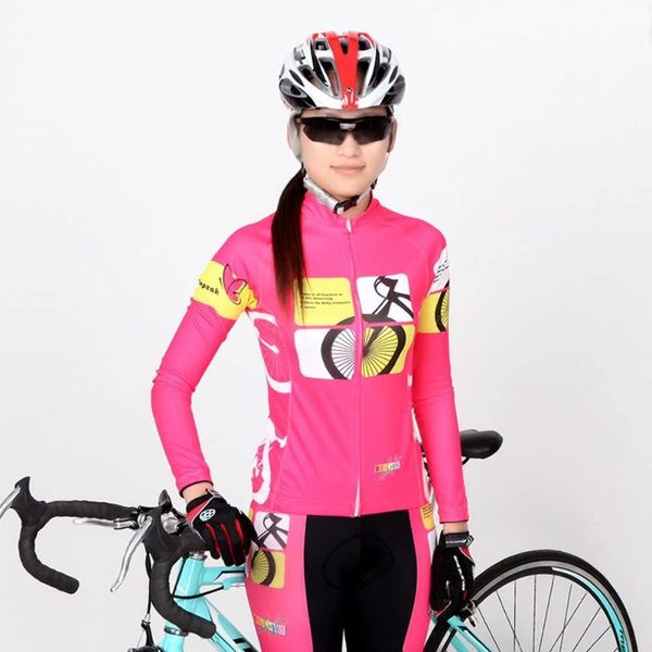 

racing sets 2021 autumn long sleeve women pink cycling female bike clothes sports wear bicycle clothing jersey, Black;blue