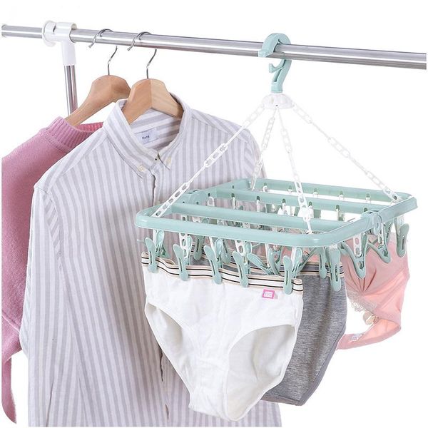 

square windproof laundry clothes hanger plastic socks gloves underwear hanging rack 32 clothespin drying racks outdoor hangers &