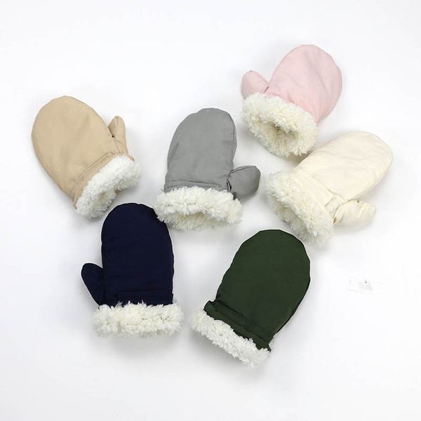 

children's mittens fashion gloves knit boys girls accessories autumn and winter warm baby plus plush thick 1-6y b9033, White