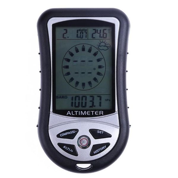 

outdoor gadgets 8 in 1 electronic handheld compass altimeter barometer thermometer weather forecast time calendar clock with backlight compa