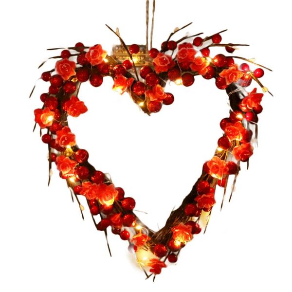 

decorative flowers & wreaths heart-shaped door wall hanging wedding festival decoration flower wreath supplies