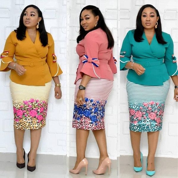 

casual dresses 2021 v-neck dress african clothing fashion dashiki women's three-quarter sleeve bow digital printing stitching, Black;gray