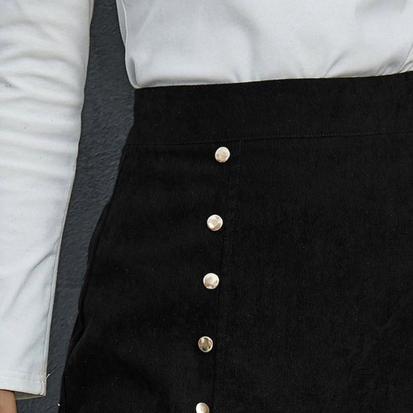 

1pc fashion summer solid short womens skirt high waist buttons casual open fork mini faldas c50, Black