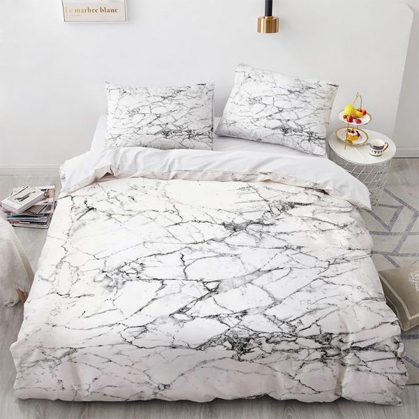 

bedding sets white marble printed comforter cover soft microfiber set full size for men and women