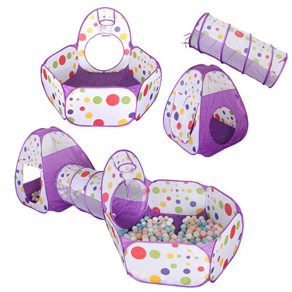 

Foldable Large Play Tent Kids Indoor Outdoor Game Dots Printed Ocean Ball Pool Pit Crawling Tunnel House Toys for Children Gifts