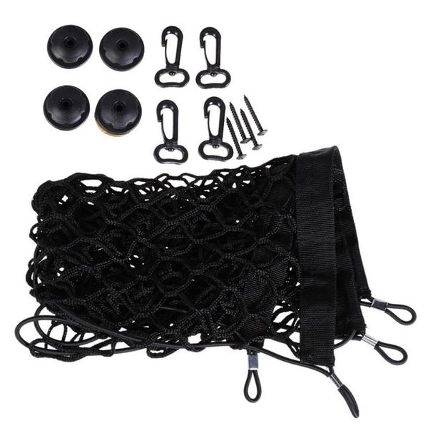 

car organizer rear trunk seat elastic rope net cargo retainer trunkcar storage mesh bag 4 hook line