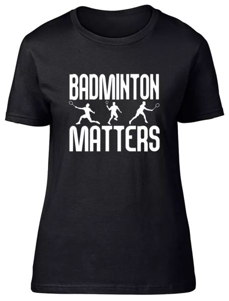 

badminton matters fitted womens ladies t shirt, White;black