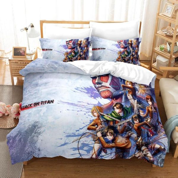 

bedding sets attack on titan set single twin full  king size bed kid bedroom duvetcover 3d 002