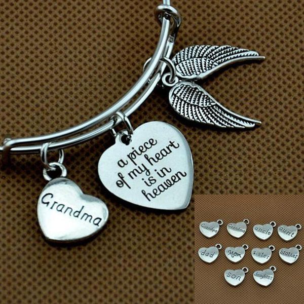 

bangle angel wing , memorial key chain, a piece of my heart is in heaven sympathy gift loss mom/daughter/ uncle / grandma, Black