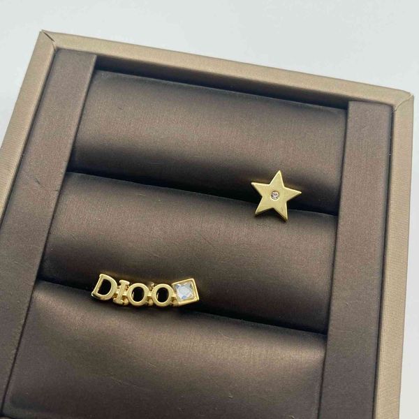 

new letter star square diamond asymmetric earrings women's fashion, Golden
