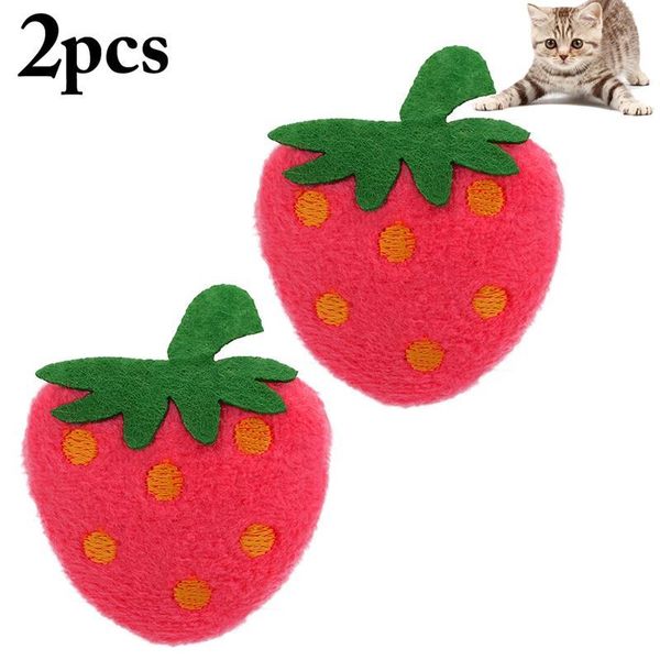 

cat toys 2pcs colorful plush toy pineapple strawberry catnip chew interactive funny pet supplies