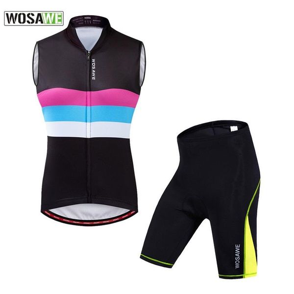 

racing sets wosawe sleeveless cycling jersey set womens clothing riding, Black;blue
