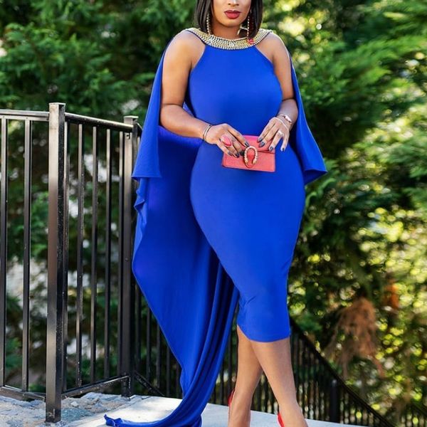 

two piece dress bodycon beaded halter backless sleeveless diamonds mild calf party date night celebrate es african lady fashi, White