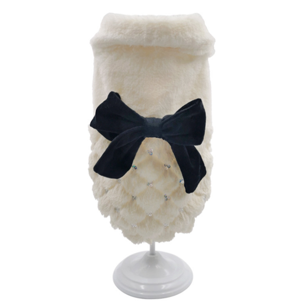 

bowknot dress teddy fighting princess costumes winter warm pet cat dog clothes for small dogs cartoon cotton hoodie