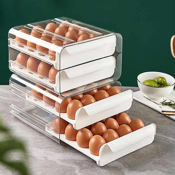 

storage bottles & jars 32 grid egg holder plastic drawer type keep fresh box container drop proof rack for kitchen refrigerator
