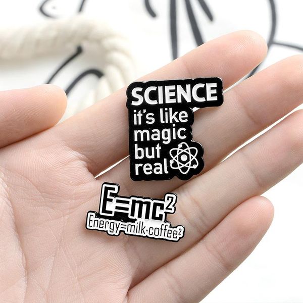 

pins, brooches 2021 creative positive energy equation badge pin science it's like magic but real enamel lepal for friends gift jewelry, Gray