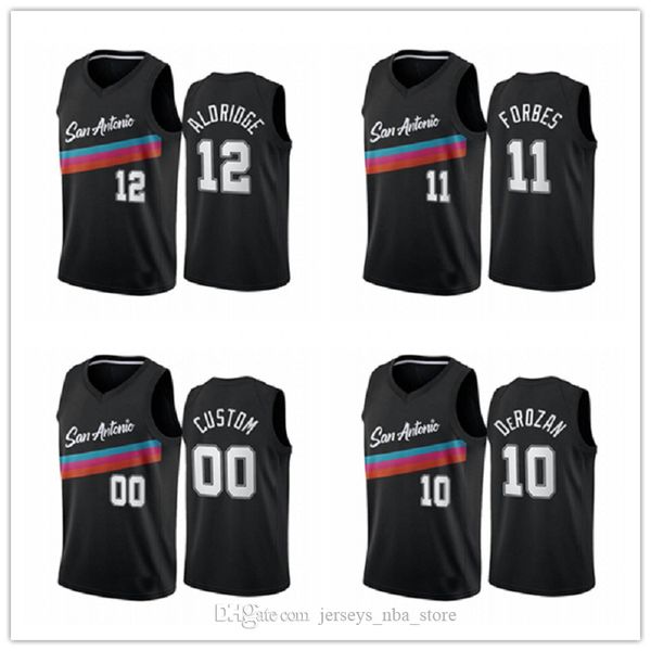 

custom 12 lamarcus aldridge san antonio spurs jerseys 10 demarderozan forbes white millsnew 2020/21 city basketball jersey, Black;red