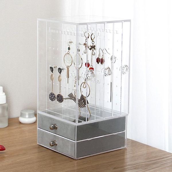 

storage boxes & bins acrylic plastic large capacity ear nail earrings display frame multifunctional simple dustproof hanging jewelry box