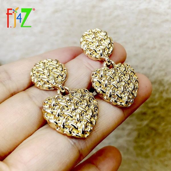 

dangle & chandelier f.j4z simplicity earrings for women designer textured heart circle party earring lady gifts jewelry accessories drop, Silver