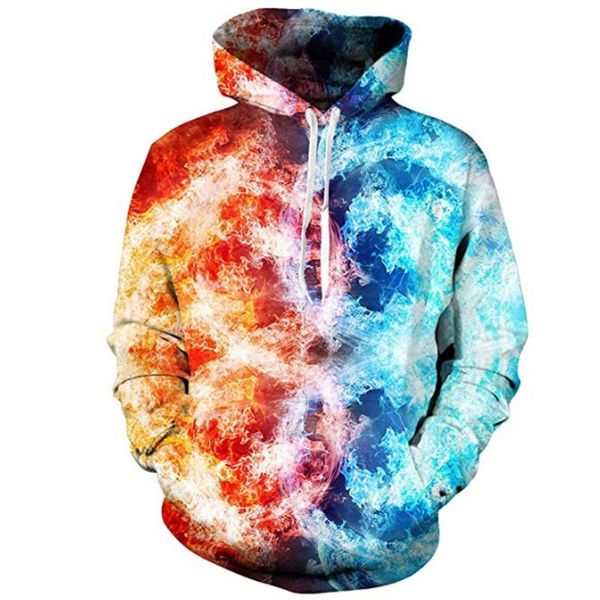 

men's hoodies & sweatshirts 2021 harajuku blue 3d fire autumn men sweatshirt women outwear winter handsome hooded male hoody hip hop cl, Black