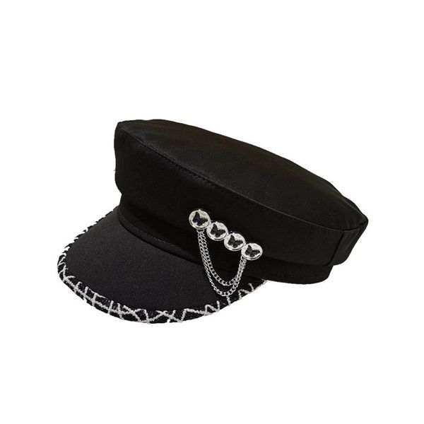 

berets autumn and winter fashion pu beret women's military cap black ravel, Blue;gray