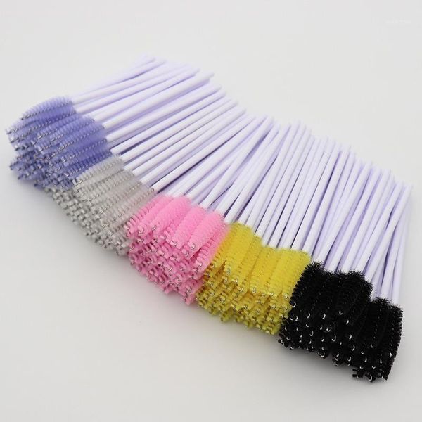 

50pcs mix colors eyelash brush quantity nylon disposable mascara wands lashes gold handle makeup brushes extension1