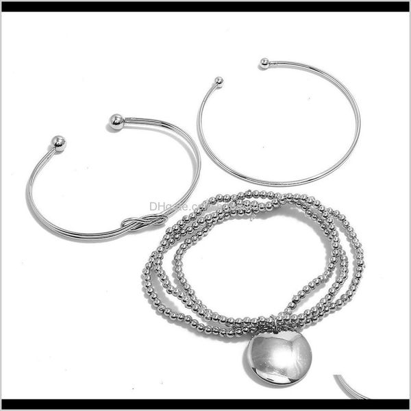 

other bracelets jewelry drop delivery 2021 trendy fashion 8-character bracelet womens combination suit street po personality irregular roun, Golden;silver