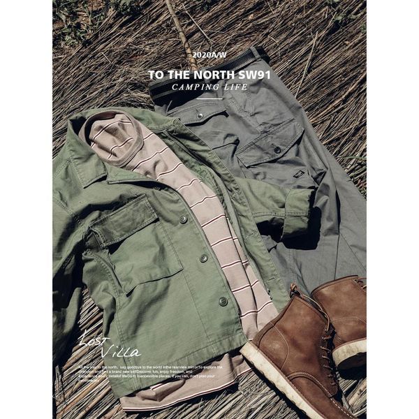 

spring jacket men fashion cargo plus size 100% cotton jackets multi-pocket outerwear coats sj130636 5f5j, Black;brown