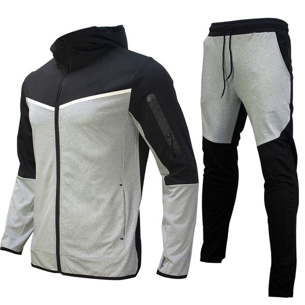 

teech fleece mens tracksuits fashion boys 2022 running outdoor two pieces set winter warm jacket & trackpants wholesale, Gray