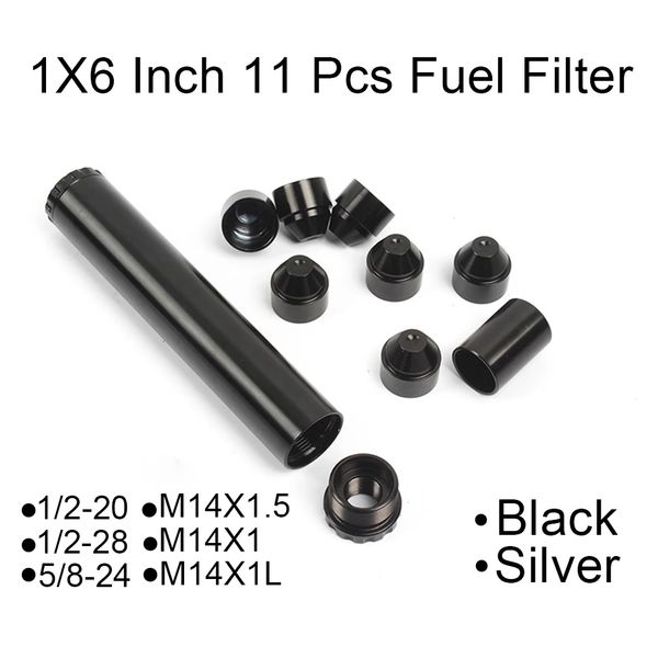 

11 pcs 1x6 inch aluminum oil fuel filter solvent trap for cars 1/2-28 1/2-20 5/8-24 m14x1.5 m14x1 m14x1l napa 4003 wix 24003