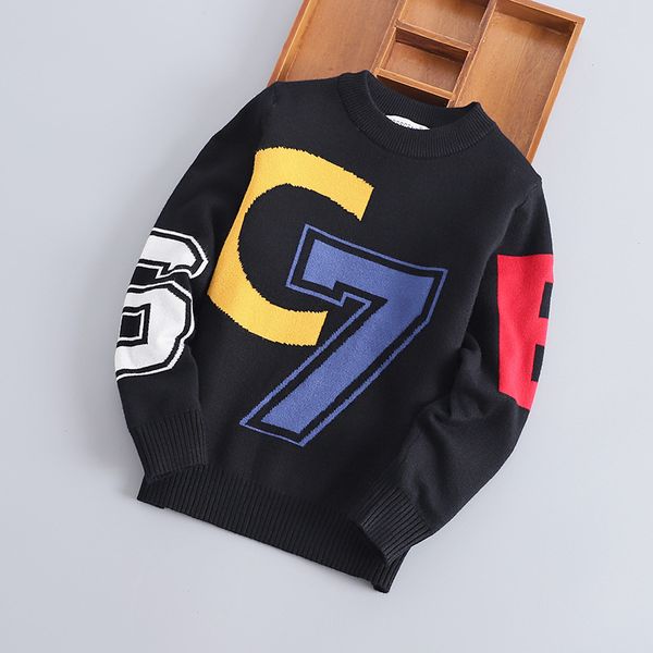 

boys pullovers sweaters thicken autumn winter boys sweater warm baby boy toddler knit sweater garment black children knitwear 8t, White