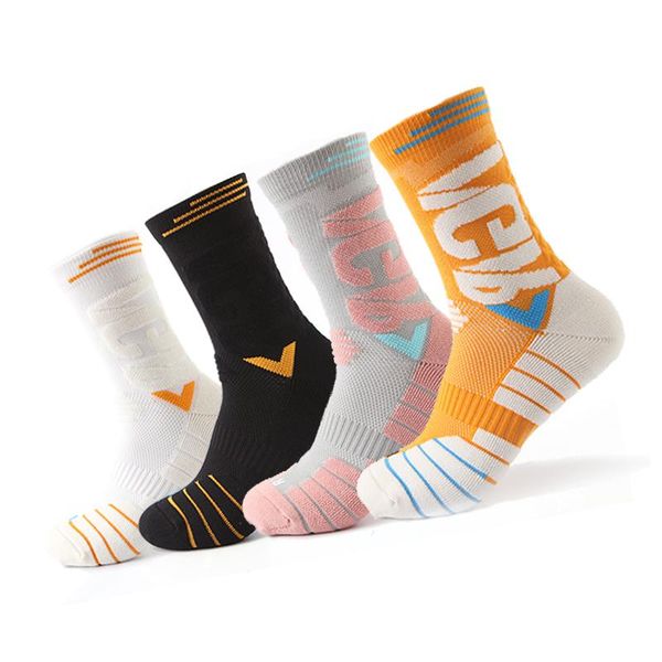 

men's socks 4 pairs/lot running professional sport men women cotton thick anti-slip soft outdoor basketball cycling sockings, Black