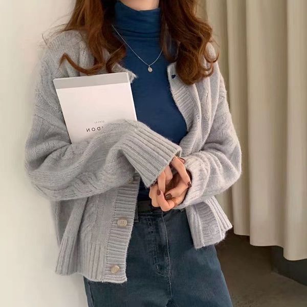 

women's cape cardigan autumn winter sweaters woolen loose casual twist korean style single button knitting cardigans women be, Black