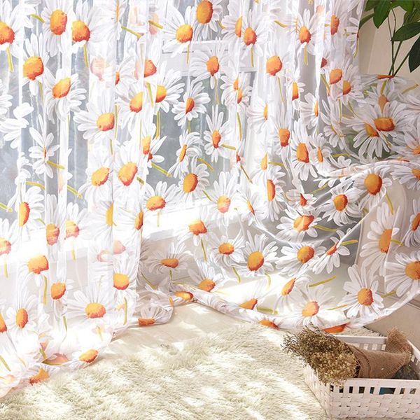 

curtain & drapes sun flower pattern tulle beautiful floral voile sheer curtains for window treatment blinds kitchen home decor