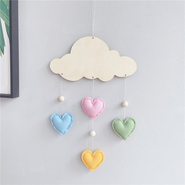 

decorative objects & figurines ins nordic felt love heart garland string cloud wood chip ornaments kids room decoration hanging pendant curt